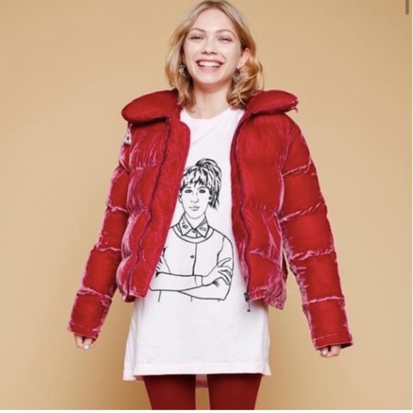 Rachel Antonoff x Anthropologie Peggy Velvet Puffer Jacket Women's Size M - Picture 10 of 16